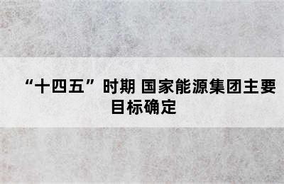 “十四五”时期 国家能源集团主要目标确定